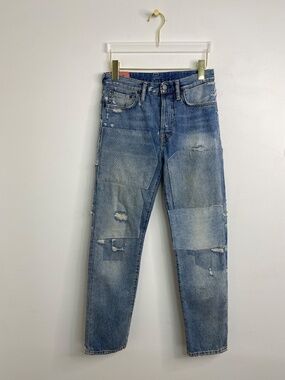 Acne Studios Jeans 1997 Vtg Patch Jeans Blue Designer Women's Sz 25 Distressed